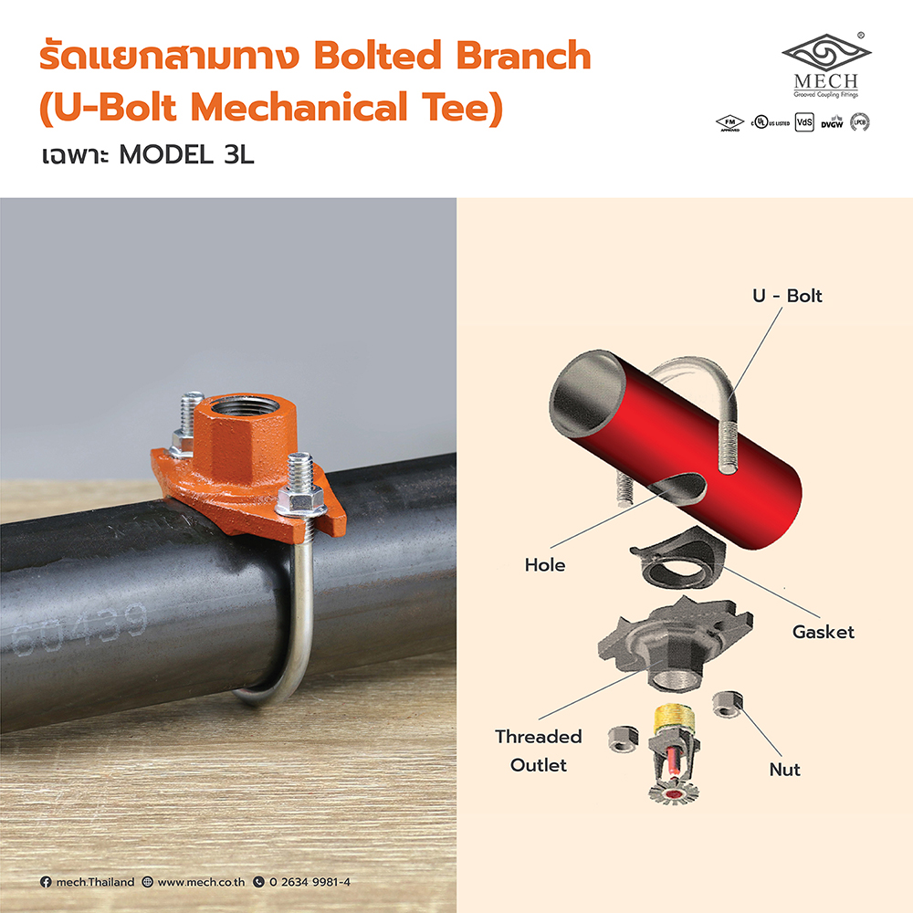 รัดแยกสามทาง Bolted Branch (U-Bolt Mechanical Tee)